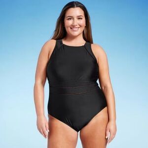 Shade & Shore Black Slimming High Neck One Piece Swimsuit 1X (17)